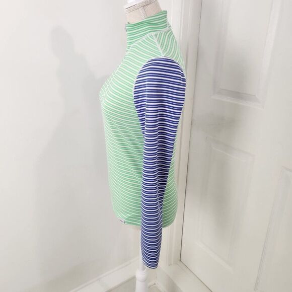 Patagonia Top Womens XS Green Striped Capilene 3 Midweight 1/4 Zip Baselayer - Picture 4 of 15